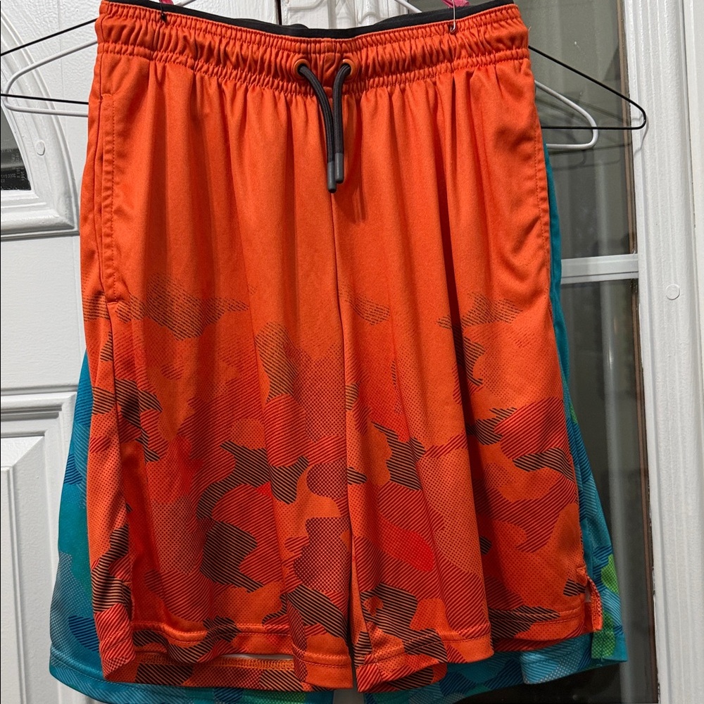 4/$15 2 pairs-Orange Camouflage and blue camouflage boy’s Athletic Shorts